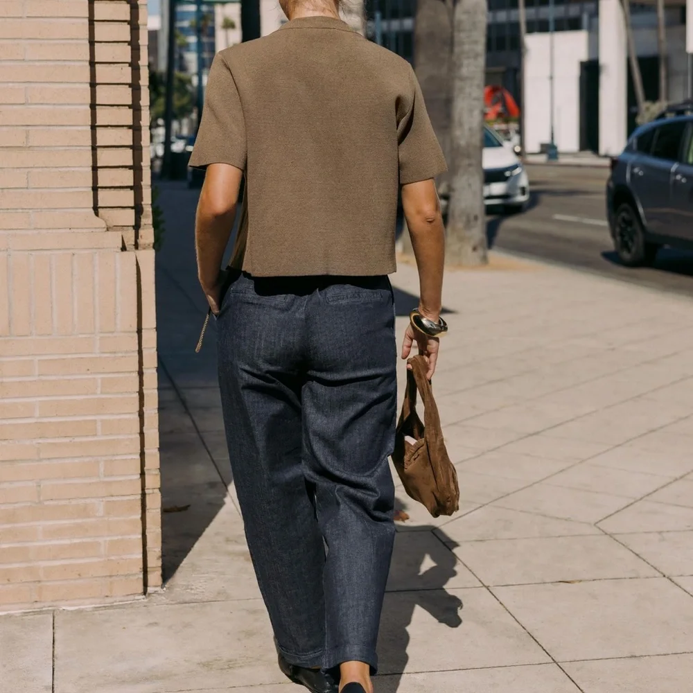 Zara Z1975 Braided‎ Belt Chino Denim Pants Size US 14 NWT